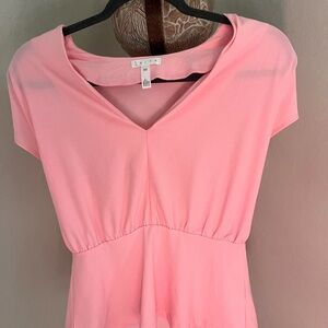 Lush Pink Fitted Short Sleeve Blouse